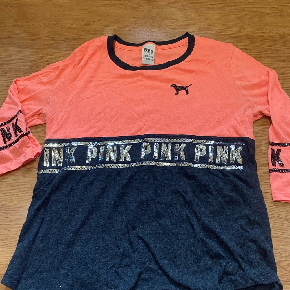 Pink long sleeve sequin shirt